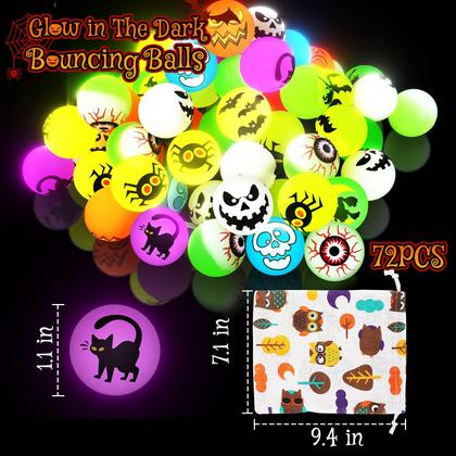 Imagem de Bouncy Balls LACCHOUFEE 72 Glow in The Dark Halloween com bolsa