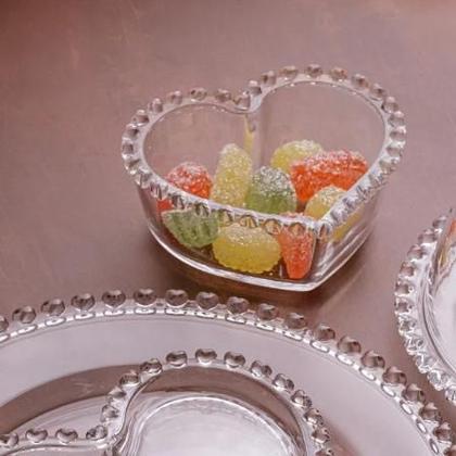 Imagem de Bowl Cumbuca Com Borda Coraçao Petisqueira Cristal Transparente 14cm