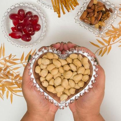 Imagem de Bowl Cumbuca Com Borda Coraçao Petisqueira Cristal Transparente 14cm