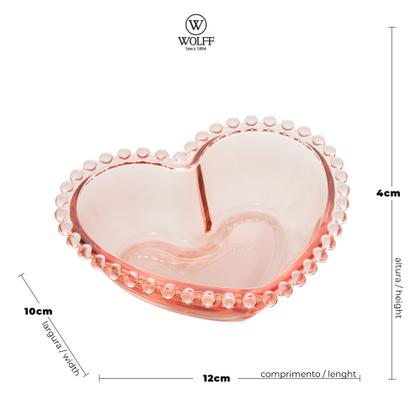 Imagem de Bowl de Cristal Coração Bolinha Rosa 12 x 10 x 4cm - Unid.