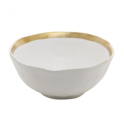 Imagem de Bowl de Porcelana Dubai Branco e Dourado 7x15cm - Wolff