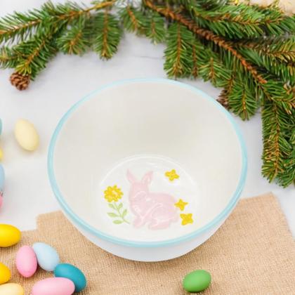 Imagem de BOWL DECORATIVO EM PORCELANA BRANCA COM COELHO RELEVO 500ml