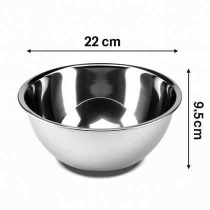 Imagem de Bowl Inox 22cm Saladeira Redonda 1300ml Multiuso Cozinha