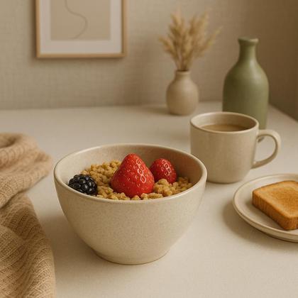 Imagem de Bowl Orgânico Latte Off White 558ml Porto Brasil Cumbuca para Servir Caldos Sopas Massas