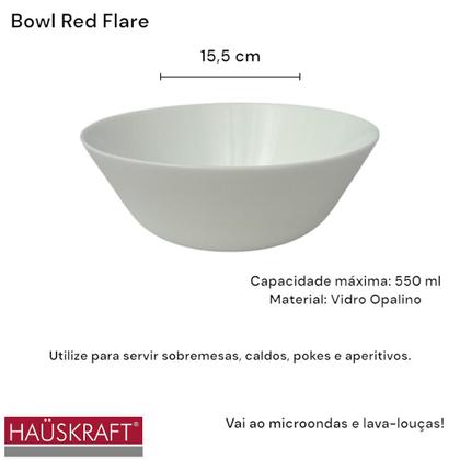 Imagem de Bowl Tigela Cumbuca Vidro Opalino Branco 550ml Mesa 2 Peças
