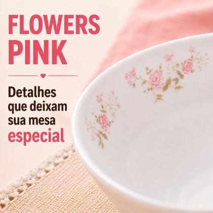 Imagem de Bowl Tigela Cumbuca Vidro Opalino Branco Flores Florido Flowers Pink 300ml Em Casa Tem