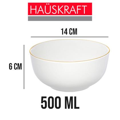 Imagem de Bowl Tigela de Porcelana Branco com Borda Dourada Royal Premium 500ml Haüskraft