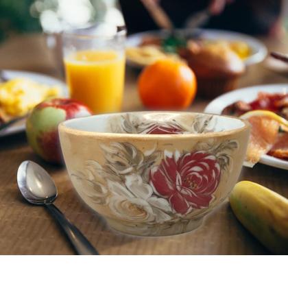 Imagem de Bowl Tigela Japonesa Cumbuca de Porcelana Cereal Açai 500 ml Pintada à Mão ROSAS BRANCA VERMELHA