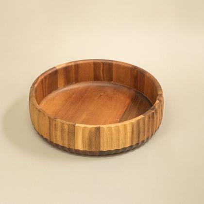 Imagem de bowl tigela saladeira grande 22cm de madeira acácia canelado - Oikos