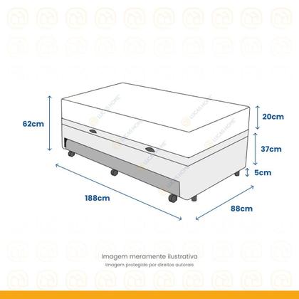 Imagem de Box Baú Aux e Colchão de Mola Ensacada DAngelis Classic 88 cm
