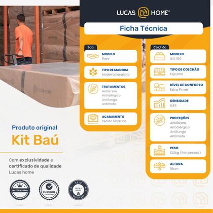 Imagem de Box Baú com Colchão de Espuma D45 Ortobom Iso 150 Viúva