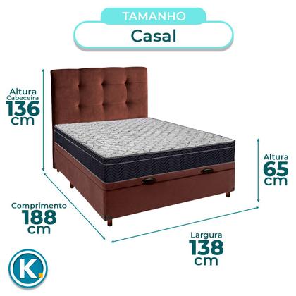 Imagem de Box Bau Marrom+Colchão Casal Airtech 150 Ortobom+Cabeceira