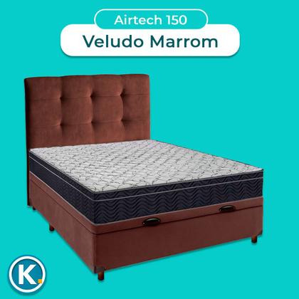 Imagem de Box Bau Marrom+Colchão Casal Airtech 150 Ortobom+Cabeceira