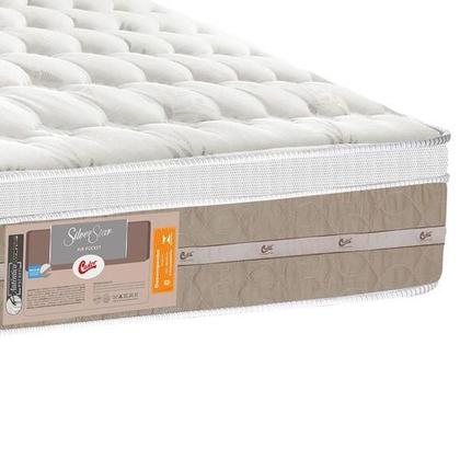 Imagem de Box Baú Queen Marrom + Colchão Castor Casal Silver Star Mola Pocket Air One Face 158x188x032
