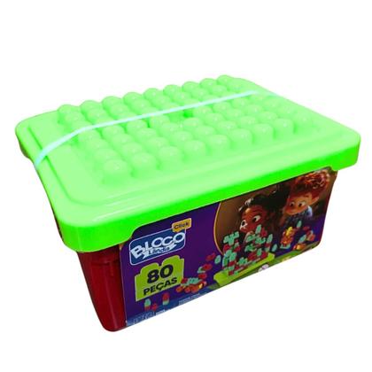 Imagem de Box Block Click Dismat Blocolândia 80 Peças Multicolorido XK118
