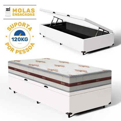Imagem de Box C/ Baú Solteiro + Colchão De Molas Ensacadas - Anjos - Classic Mola Ensacada 22x188x88cm