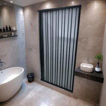 Imagem de Box para Banheiro de PVC 185x70cm Sanfonado Frontal Bcf Preto