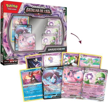 Imagem de Box Pokémon Baralho Batalha de Liga Gardevoir EX Cards Cartas Greninja Radiante Mew - 7896192341631