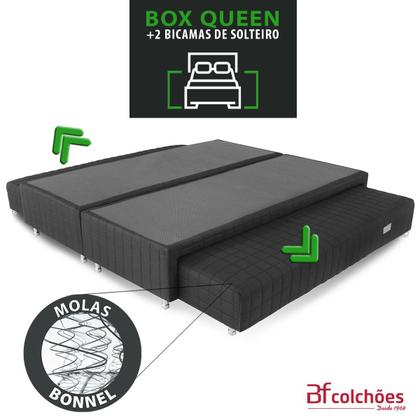 Imagem de Box Queen Com Duas Camas Auxiliar Bicamas De Mola Bonnel 158x198x38cm - BF Colchões