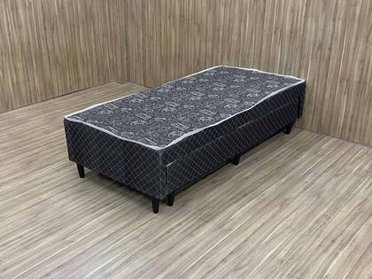 Imagem de Box Solteiro com Cama Auxiliar Blindado material sintético Linhão Preto AN