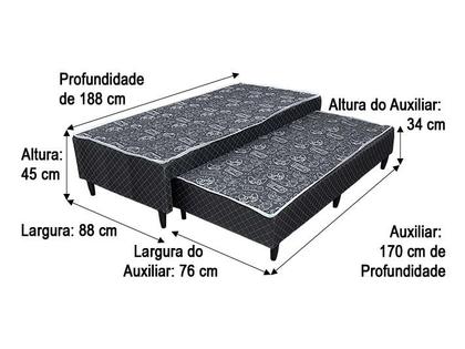 Imagem de Box Solteiro com Cama Auxiliar Blindado material sintético Linhão Preto AN