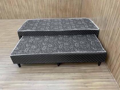 Box Solteiro com Cama Auxiliar Blindado material sintético Linhão Preto AN - Alpoim Imagem de Box Solteiro com Cama Auxiliar Blindado material sintético Linhão Preto AN