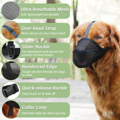 Imagem de Bozal para Perro Mayerzon XXS de Malla Suave para Perros Pequeños Negro