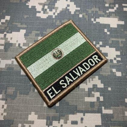 Imagem de BP0203NV03 Bandeira El Salvador Patch Bordado Fecho Contato