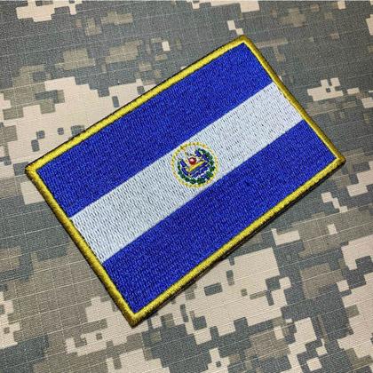 Imagem de BP0203T21 Bandeira El Salvador Patch Bordado Termo Adesivo