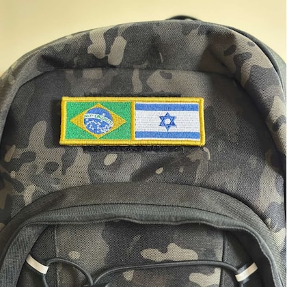 Imagem de BP0403-0009-011 Bandeira BR Israel Patch Bordado 11x3,8cm