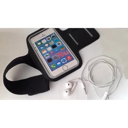 Imagem de Braçadeira Capa Suporte Porta Celular de Braço + Fone de Ouvido Esportes Correr Bicicleta