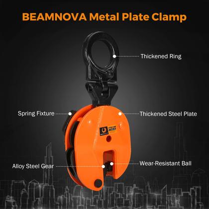 Imagem de Braçadeira de elevação de placa vertical BEAMNOVA, capacidade de 2 toneladas e 2.000 kg