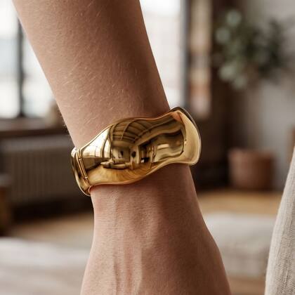 Imagem de Bracelete bold ondulado - Banhado em ouro 18k