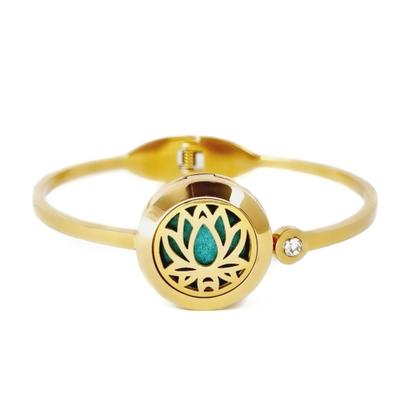 Imagem de Bracelete Difusor FLOR DE LÓTUS em AÇO INOXIDÁVEL - DOURADO
