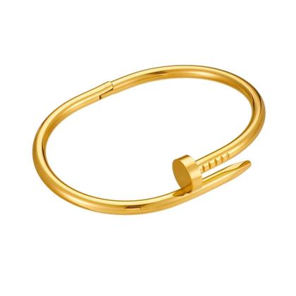 Imagem de Bracelete feminino prego dourado banhado a ouro 18k aço inoxidável-NÃO PERDE A COR