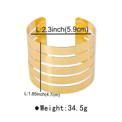 Imagem de Bracelete Grosso Larg Dourado Aro Faixa Tira Geométrico Grande Statement-Pulseira Rígida Feminina Prata Banda Aberto
