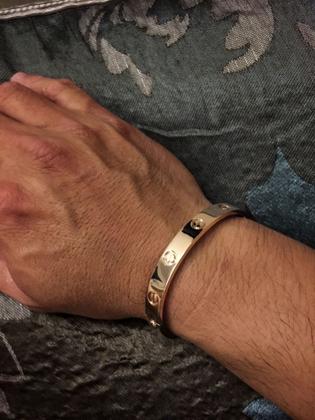 Imagem de Bracelete masculino aço inoxidável dourado banhado ouro 18k À Prova D'água E Suor