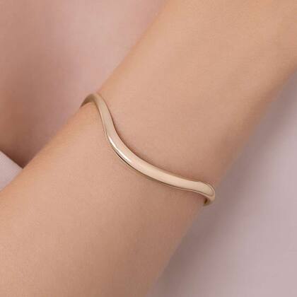 Imagem de Bracelete Ondulado Banhado à Ouro Rommanel 552236 Cor:Dourado