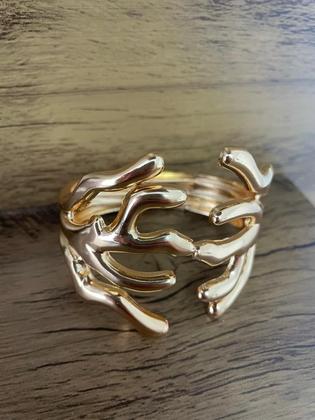 Imagem de Bracelete prateado largo minimalista blogueira moda prata