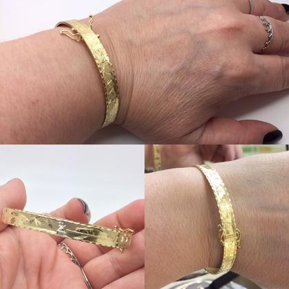 Imagem de Bracelete Pulseira 0.7cm Escrava Piramides Farao Egito Ouro 18k FDP-0K10