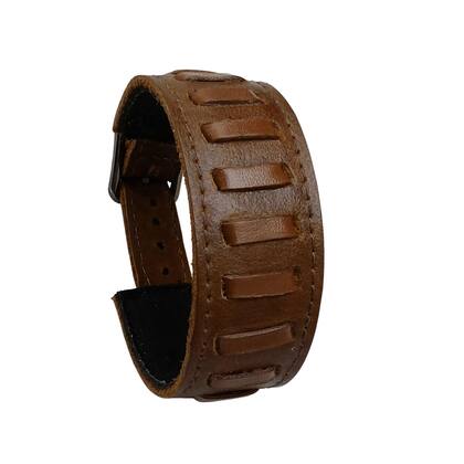 Imagem de Bracelete Pulseira Masculina Couro Genuíno Fivela Ajustável RMarq Collection RM500