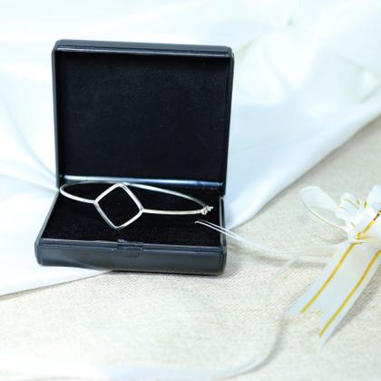 Imagem de Bracelete Pulseira Prata Original Rigido Geometrico Coração