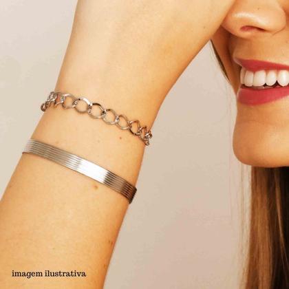 Imagem de Bracelete regulável aro grosso banhado a ródio branco
