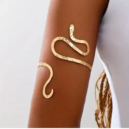 Imagem de Bracelete Serpente Banhado a Ouro 18K Feminino  Pulseira Dourada Ajustável Estilo Luxo