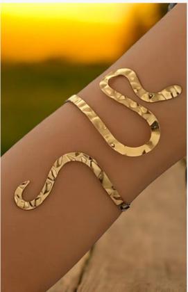 Imagem de Bracelete Serpente Banhado a Ouro 18K Feminino  Pulseira Dourada Ajustável Estilo Luxo
