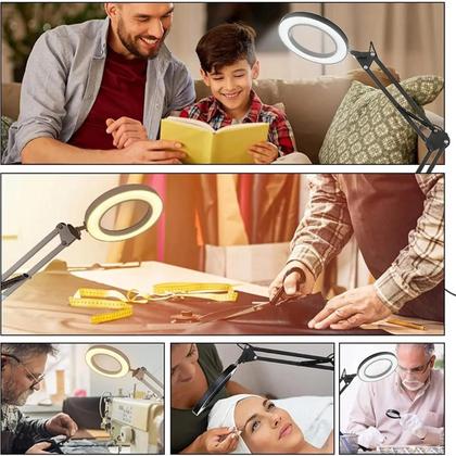 Imagem de Braço Articulado Mesa Lupa Com Led Ring Light 6 Polegada