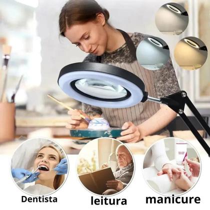 Imagem de Braço Articulado Mesa Lupa Com Led Ring Light 6 Polegada