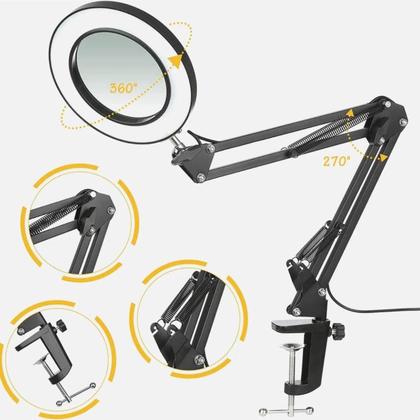 Imagem de Braço Articulado Mesa Lupa Com Led Ring Light 6 Polegada