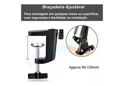 Imagem de Braço Articulado Suporte Microfone Tablet Celular Profissional Mesa Tomate MTG-126