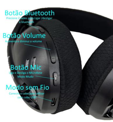 Imagem de Braço Articulado Suporte Monitor + Headset Fone sem Fio Bluetooth Microfone Destacável + Mouse Ergonomico 4800 DPI Led RGB)